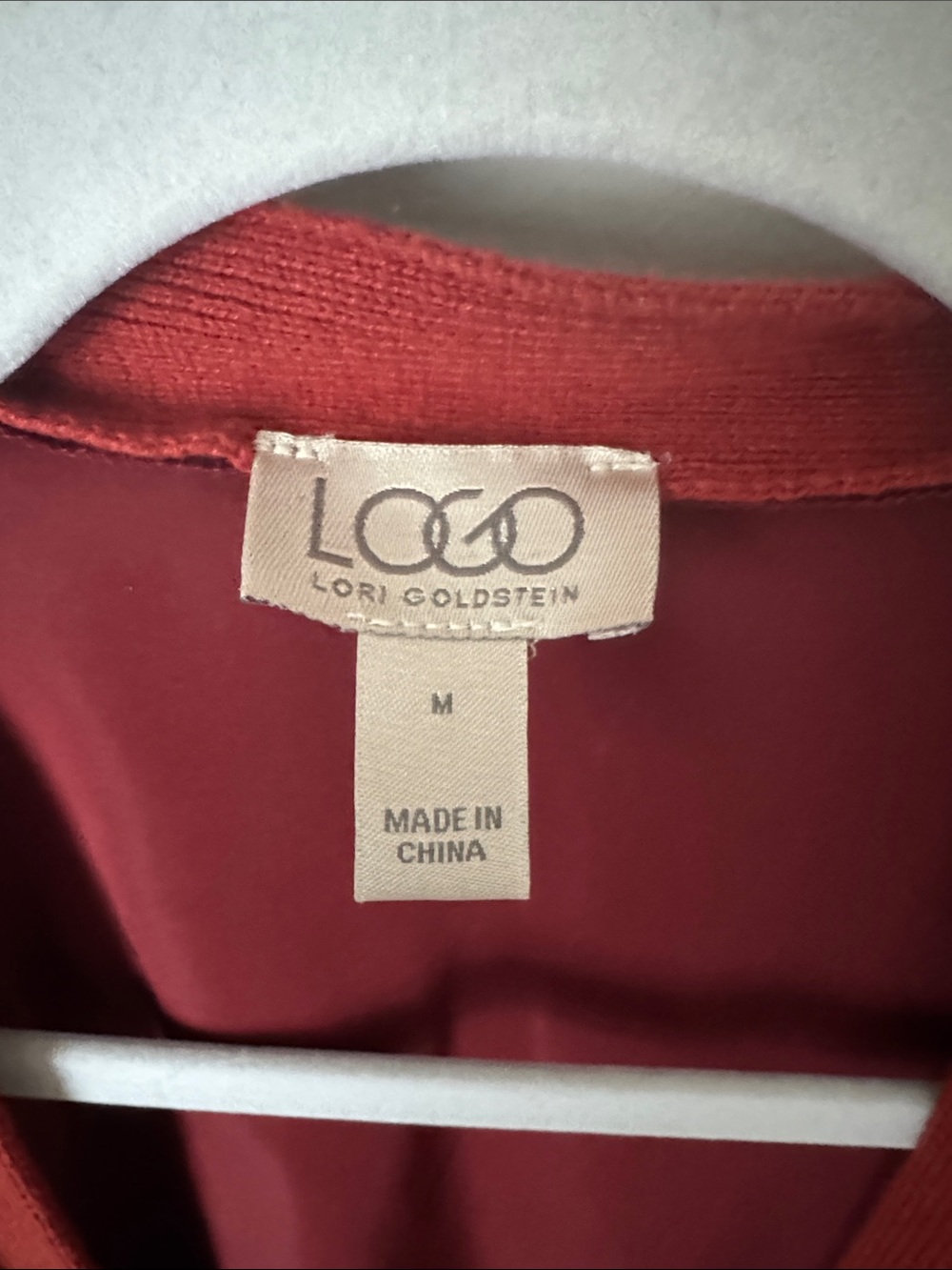 LOGO Burgundy Open-Front Cardigan with Satin Accents - Picture 2 of 3